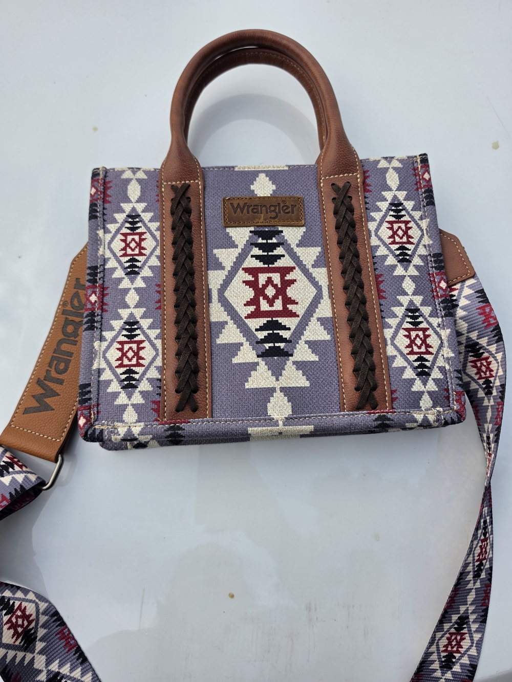 Wrangler Silver Aztec-Print Top-Handle Tote